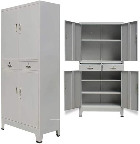 festnight tall office storage cabinet steel gray|Festnight Tall Steel Office Cabinet Steel SnapIt .